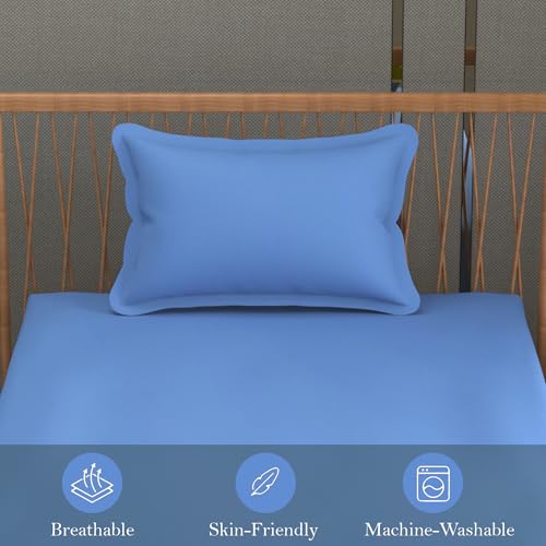 Image of FRESH FROM LOOM Soft Solid Plain 240 TC Single Size Bedsheet Set - Anti Fade, 1 Pillow Cover (Size- 60 x 90 inch | SkyBlue| Solid)