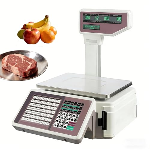 Báscula comercial con capacidad de 66 lb y impresión de etiquetas