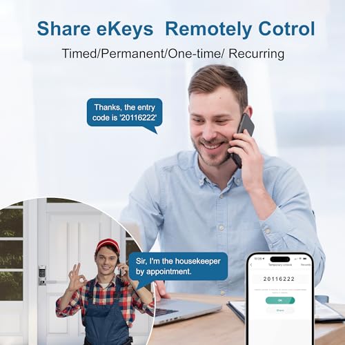 Smart Keypad Door Lock with Handle - ENOKER Fingerprint Door Lock, Keyless Entry Electronic Door Lock, 6 in 1 APP Control Digtal Biometric Front Door Lock Front Door Home, Rental, Office
