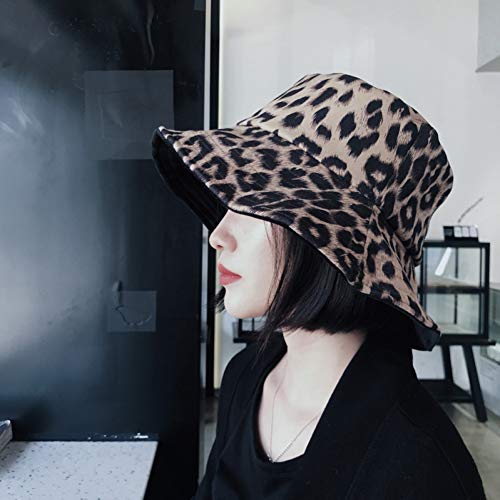 Bonnet tricoté femme chapeau de pêcheur léopard Harajuku velours hiver sauvage