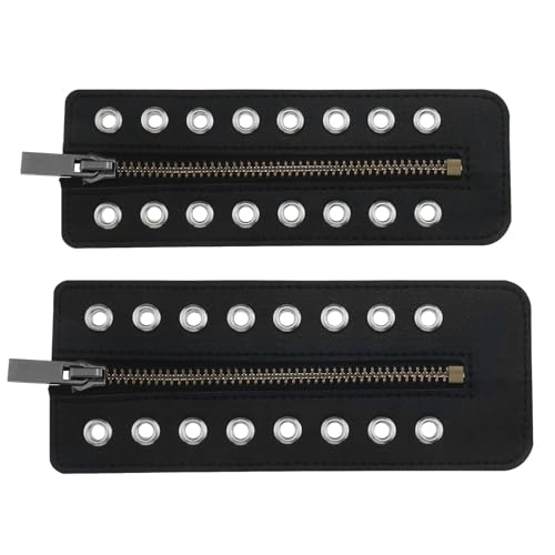 Be In Your Mind 1 Paar Schnürstiefel-Reißverschlusseinsätze aus schwarzem Kunstleder 8 Paar Ösen, 165 x 60 mm geeignet für Winterstiefel Sportschuhe Wanderschuhe