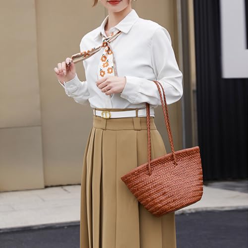 Image of Woven Tote Bag For Women, Fashion Crossbody Shoulder Bag, Casual Top-handle Handbags, and Travel Purses Phone Bag
