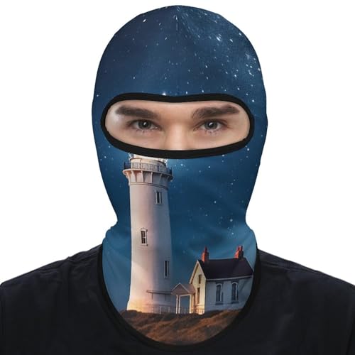 Balaclava Lighthouse Under Starry Night para hombre y mujer, máscara facial transpirable con protección solar, cubre cabeza completa para senderismo, ciclismo, carrera y conducción miniatura 1