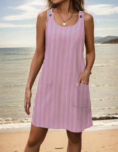 Image of Zeagoo Summer Dress for Women Sleeveless Tank Dress with Pockets Casual Short A Line Dress Crewneck Sundress 2025