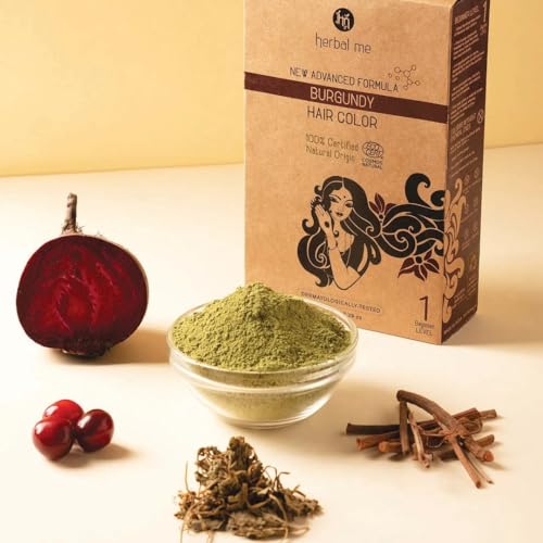 HM Herbal Me Burgundy Natural Hair Color (200gm) | CERTIFIED 100% Natural by Ecocert Greenlife (France)