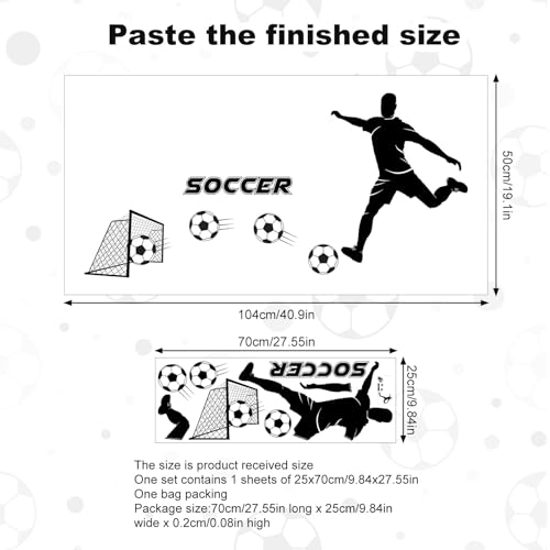 Vinilo decorativo 3D de fútbol, 104x50 cm, impermeable miniatura 2