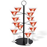 IANFAN Cocktail Tree Stand for Parties, 3 Tier 12 Holders Metal Drink Tower, Wine Glass Holder Stand for Bar Champagne Tower Martinis Stands Mimosa Towers