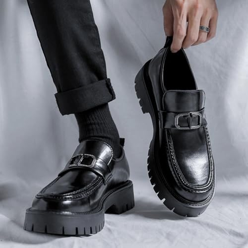 Mocasines de plataforma para hombre: zapatos formales de punta redonda con acabado sofisticado 3