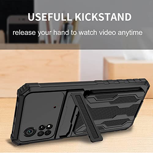 Niuuro Capa carteira para Xiaomi Poco X4 Pro 5G com suporte para cartão de crédito Suporte Slim Rugg