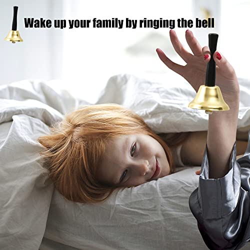Hokpa Hand Bells, 2Pcs Gold Call Bells Handheld Bell For Restaurant Service Bell Bar Jingle Wedding Dinner Classroom Church School Alarm Elderly #TOP2
