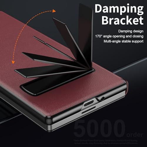 Image of for Samsung Galaxy Z Fold 8 Ultra Magnetic Flip Folding Case, Multi-Angle Bracket, High Classy Luxurious Business Leather, Full Body Hinge Protective Slim Cover.(Wine)