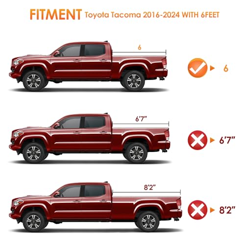 Image of Nilight Soft Roll Up Tonneau Cover for Toyota Tacoma 2016-2023 6ft Bed