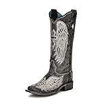 Corral Boots Womens Black Cross and Wings Square Toe Boot Black 10 M