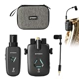 STRICH UHF Rechargeable Wireless Instrument Microphone System with Clip-on Transmitter & Receiver, 99ft Range, Reverb OTG Recording, for Trumpet, Trombone, Saxophone & Brass Instruments