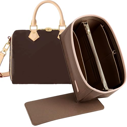 Doxo Lot de 2 organiseurs de sac à main et de base en feutre pour LV Speedy 25 et Neverfull PM (M-Marron)