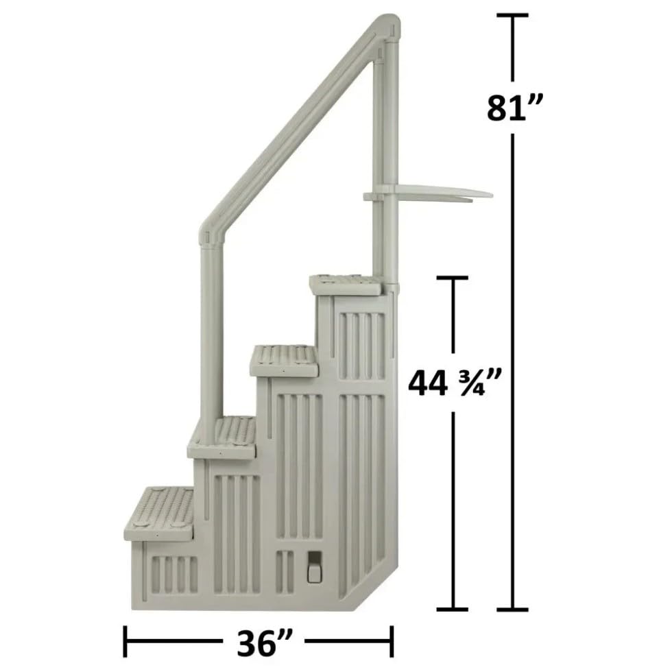 Escalera para piscina Aqua Select gris con peldaños antideslizantes miniatura 4