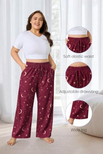 Image of FLYCURVY Plus Size Women Pajama Pants with Pocket L-5XL