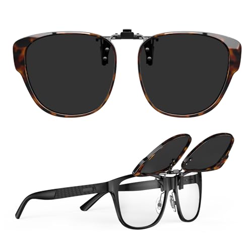 Image of Goiteia Oversized Polarized Clip on Sunglasses over Prescription Glasses for Women Men-Round Frame,UV400Protection
