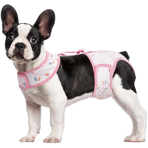 Image of Kuoser Dog Diapers Female with Suspenders, Escape-Proof Doggie Diaper, S