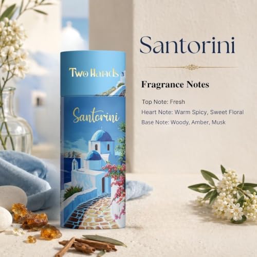 Image of Twohands Premium Bambooless Dhoop Sticks Combo Pack with Santorini, Ronin & Sun Temple fragrances. Charcoal-Free, Low-Smoke Sticks with Ceramic Stand for Pooja, Meditation, and Home Aroma