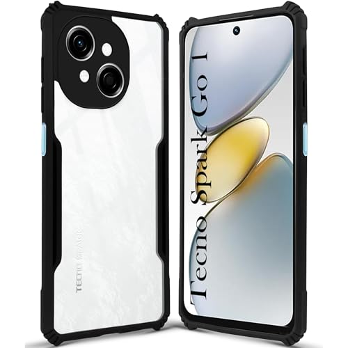 Image of Jkobi Back Case Cover for Tecno Spark Go 1 (Shockproof with Polycarbonate Clear Panel | Professional Black)
