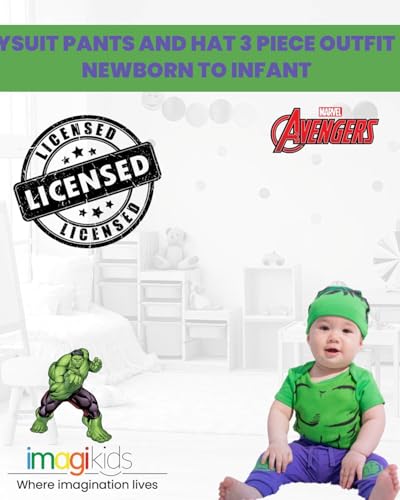 Vêtement Hulk Marvel bébé garçon ensemble 3 pièces pantalon body bonnet 3-6 mois