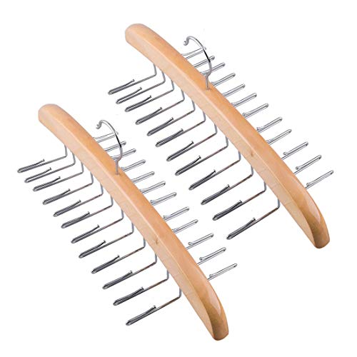 Tosnail 2 Pack Wooden Tie Organizer Tie Racks Tie Hangers - Holds 48 Ties