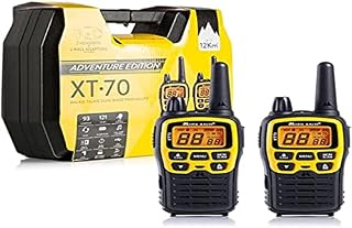 Midland C1180.01 XT70 Adventure - Dual Band Radio Professional Quick Charge Walkie Talkies - Yellow - 69 LPD and 24 PMR446, 12 km radius, 38 Tones and 83 Codes - Set of 2 Transceivers with Case
