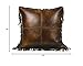 Paseo Road Modern Rustic Throw Pillow, 18x18 inch, Faux Leather Fringe Accent Pillow for Bed, Couch, Sofa
