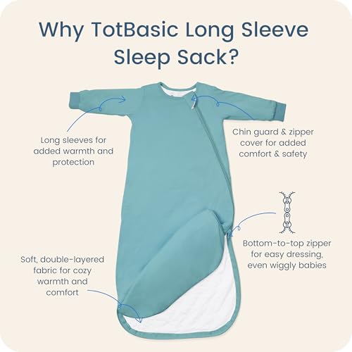 Image of Baby Sleep Sack Long Sleeve Wearable Blanket 1.0 TOG, Premium Soft Infants Warm Sleeping Bags with 2-way Zippers