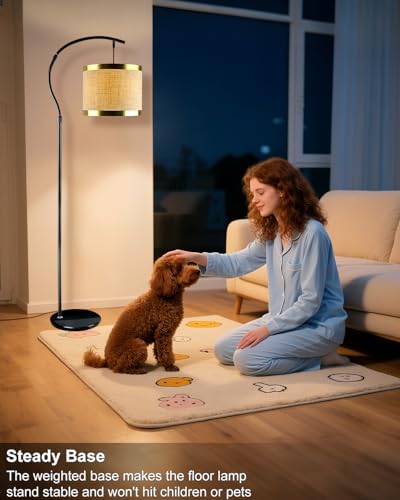 Image of Lightdot 64.9IN Black Arc Floor Lamp, Modern Floor Lamps for for Wedding /Party, Standing Lamp with Linen Shade, Tall Floor Lamp Living Room /Bedroom (Bulbs Included)