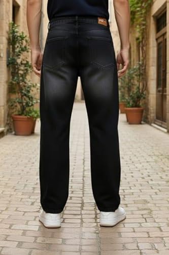 Image of M Q Denim Men Loose Fit Denim Jeans | Whisker Spray | Mid Rise & Pure Cotton | Daily Casual Wear