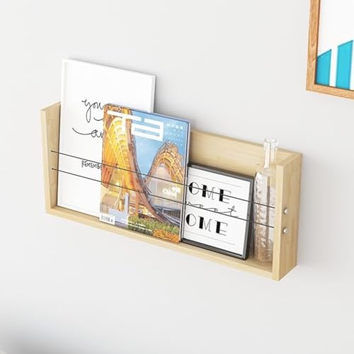 Revistero Revistero de Madera de Pino 40/60/80cm, Estantes de Almacenamiento Multiusos para Montaje en Pared, Archivador de Documentos de Madera Natural, Organizador de Libros para Colgar en la Pared