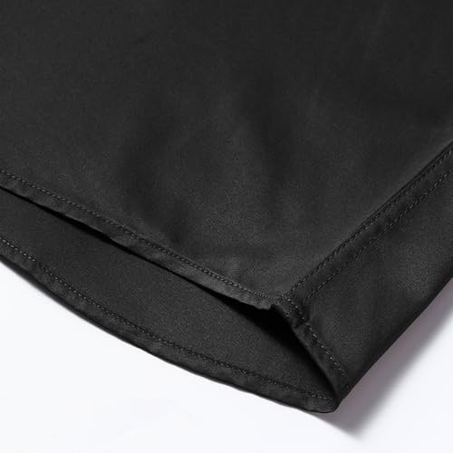 YFFUSHI Men's Glossy Shirt Solid Regular Fit Long-Sleeved Casual Button Down Shirts Black - image 5