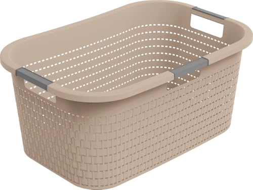 Rotho Country Wäschekorb 40l, Kunststoff (PP) BPA-frei, Rosa, 40l (58.0 x 38.9 x 25.1 cm)