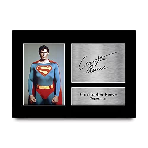 HWC Trading Christopher Reeve A4 Sin Marco Regalo De Visualización De Fotos De Impresión De Imagen Impresa Autógrafo Firmado por Superman Los Aficionados Al Cine