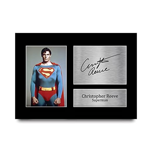 HWC Trading Christopher Reeve A4 Sin Marco Regalo De Visualización De Fotos De Impresión De Imagen Impresa Autógrafo Firmado Por Superman Los Aficionados Al Cine