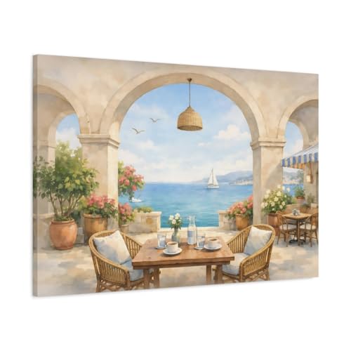 Canvas bord de mer 90x60cm avec châssis épais en bois art