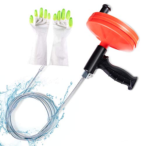ETERNA Snake Drain Auger, Sink Auger Hair Clog Remover, Heavy Duty Pipe Snake for Bathtub Drain, Bathroom Sink, Kitchen and Shower, Snake Drain Cleaner Comes with Gloves