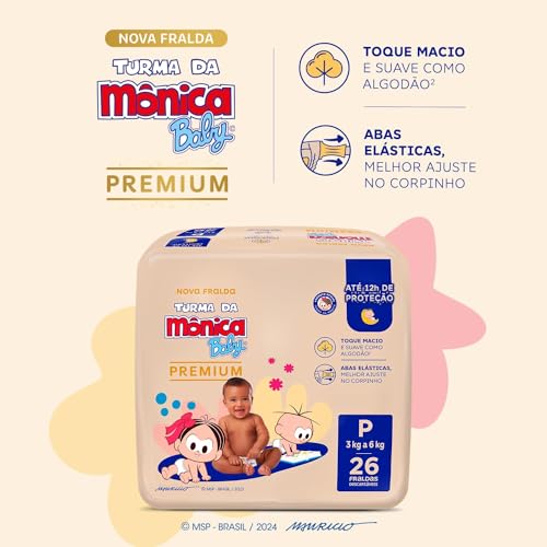Turma da Mônica Baby Premium Jumbo P 26 Unidades