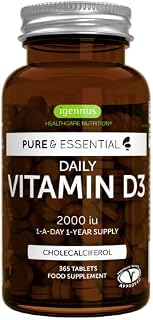 Pure & Essential Daily Vitamin D3 2000iu, 1-Year Supply, Vegetarian, 365 Small Tablets