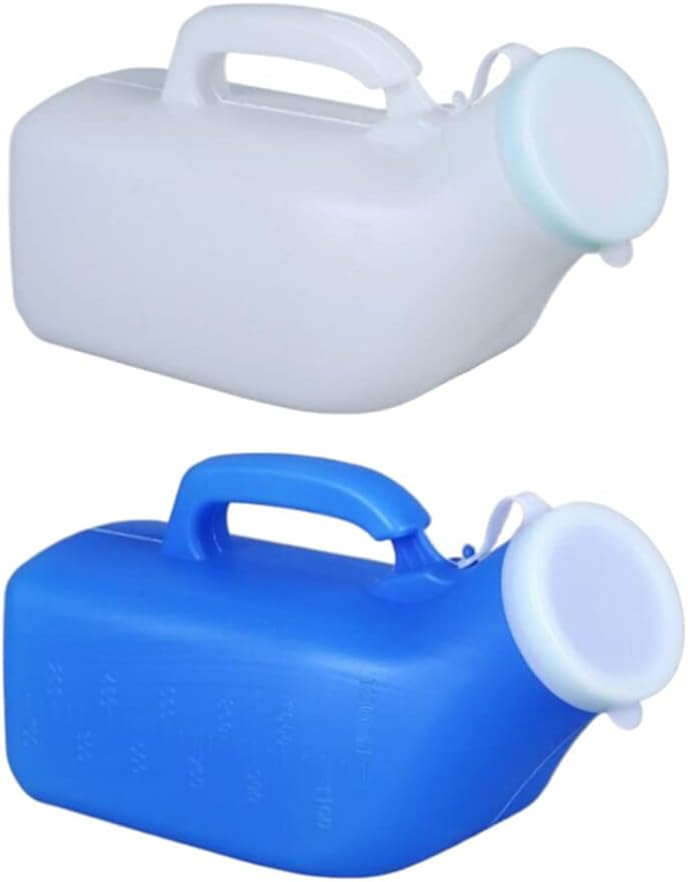 2 Pack Male Urinals with Lid for Men, Firm Portable Plastic
