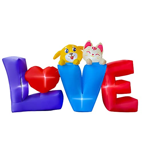 Seasonblow 7 Ft Valentine's Inflatable Love Heart With Dog And Cat Led Lighted Decoration For Birthday Wedding Yard Lawn Garden Home Party #TOP1