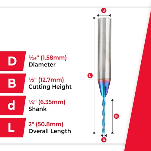 Image of Amana Tool 46403-K-5, 5-Pack SC Spektra Extreme Tool Life Coated Spiral Plunge 1 /16 Dia x 1 /2 CH x 1 /4 SHK 2 Inch Long Down-Cut Router Bits