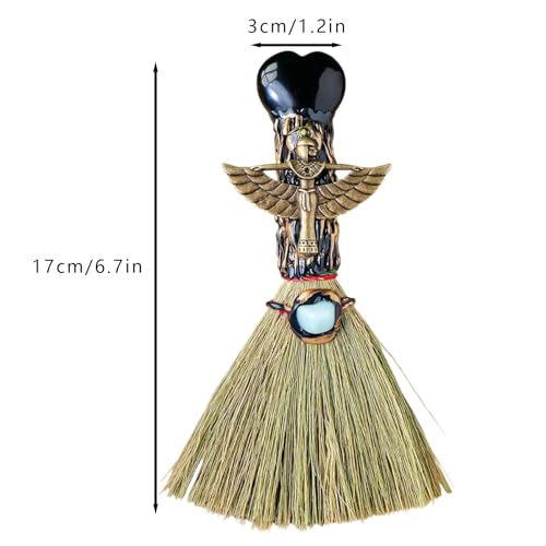 Xuoxeji Crystal Witch Wiccan Altar Broom,Witchcraft Witches Pagan Altar Decor, Handmade Ritual Magic Ceremonial (Obsidian)