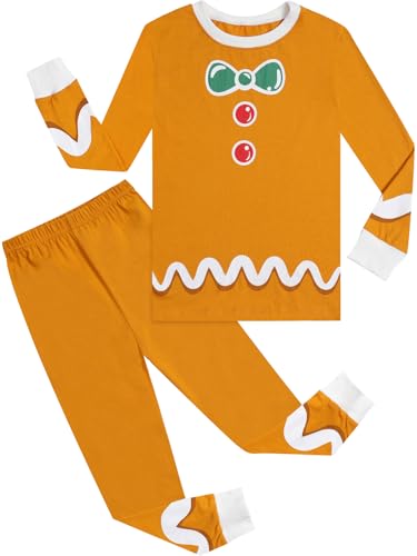 A&J DESIGN Kids Gingerbread Man Pajamas Girls Gingy Pjs Ginger Bread Shirt Toddler Boys Christmas Outfit 4T