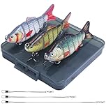 Realure 3 Pcs Multi Jointed Pike Fishing Lures with 15cm 25cm 30cm Wire Traces Pike Lures Sets 3D Artificial Lures with Hooks Slow Sinking Lure with Wobbler for Freshwater Saltwater(E, 10.2cm 14g)