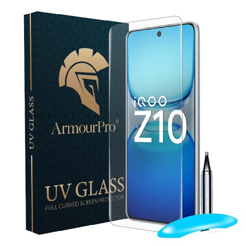Image of ArmourPro Tempered Glass for iQOO Z10 / Vivo T4-9H Screen Protector with Black Border, Anti Scratch, Edge-to-Edge Coverage, HD Clarity, Smooth Touch, Case Friendly | Black