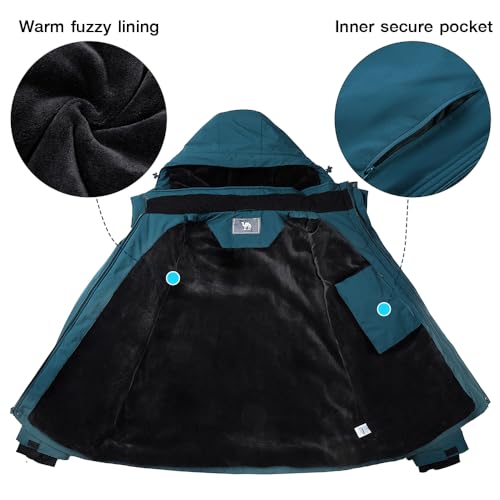 Image of CAMEL CROWN Mens Winter Coat Waterproof Ski Jacket with Fleece Lining Warm Windproof for Snow Rain Outdoor Hiking Mountain