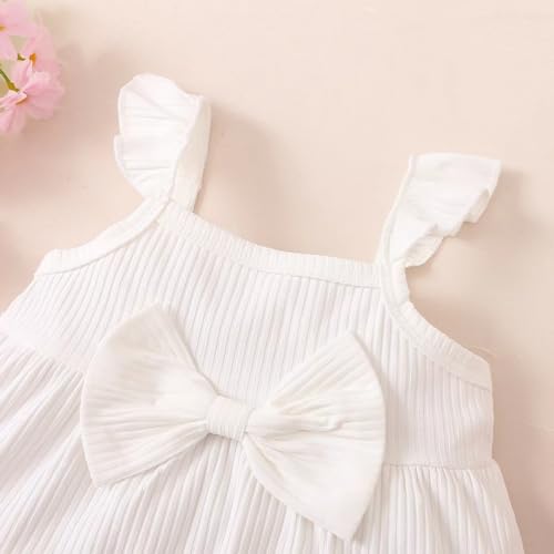 Image of Toddler Baby Girl Clothes Summer Outfits Ruffle Sleeveless Linen Shirt Kids Short Set for Girl Size 3-24M